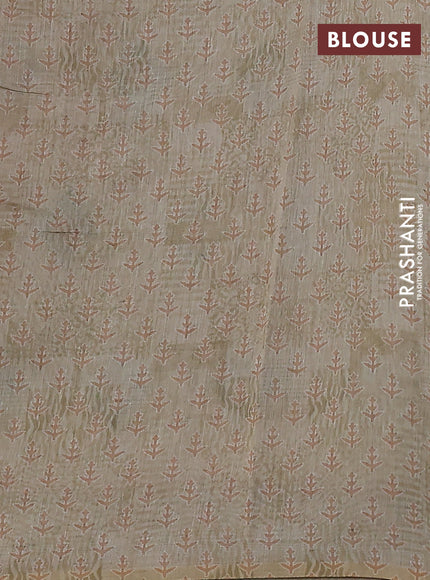 Semi chanderi saree pista green with allover prints and embroidery pallu