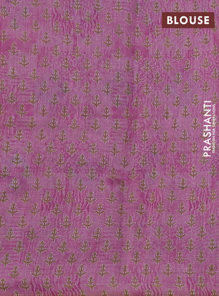 Semi chanderi saree pink with allover prints and embroidery pallu