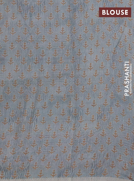 Semi chanderi saree pastel green with allover prints and embroidery pallu