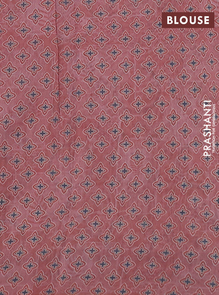 Semi chanderi saree peach shade with allover prints and embroidery pallu