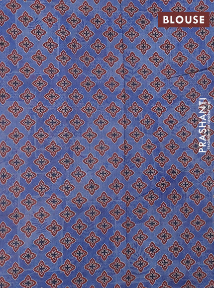 Semi chanderi saree blue with allover prints and embroidery pallu