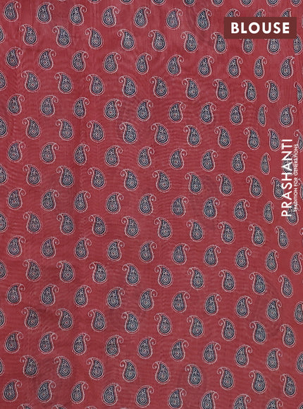 Semi chanderi saree peach shade with allover prints and embroidery pallu