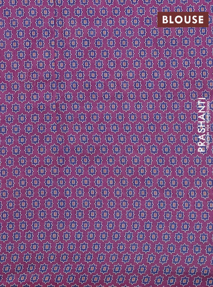 Semi chanderi saree magenta pink with allover ajrakh prints and embroidery pallu