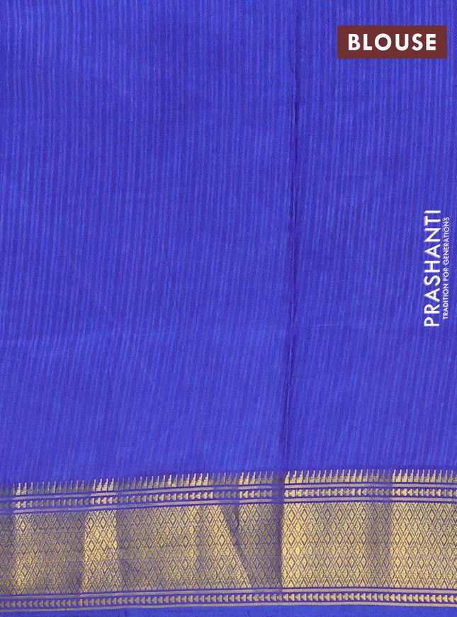 Semi tussar saree greyish blue and blue with allover ikat prints and zari woven border
