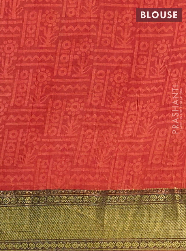 Semi tussar saree brown and maroon with allover ikat prints and zari woven border
