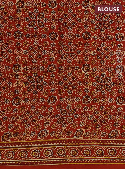 Modal silk saree peach pink and orange with allover bandhani butta prints and ajrakh printed pallu & Blouse