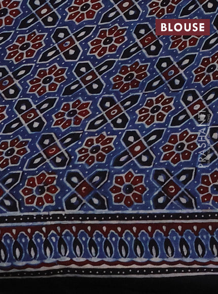 Modal silk saree peacock green and blue with allover bandhani butta prints and ajrakh printed pallu & Blouse