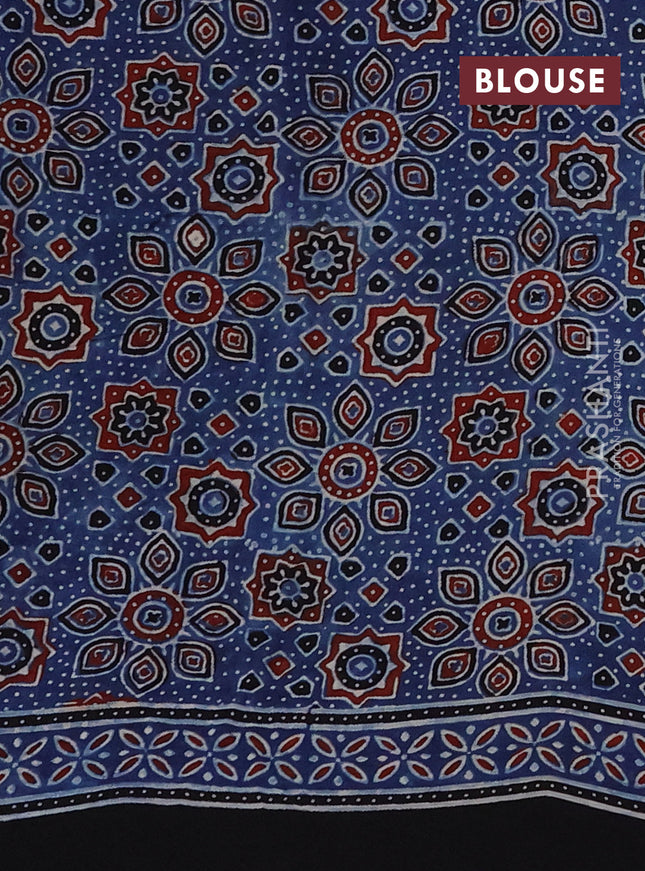 Modal silk saree purple and black with allover bandhani butta prints and ajrakh printed pallu & Blouse