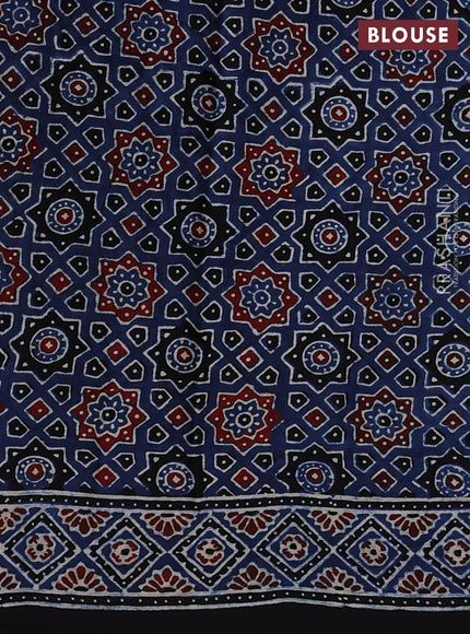 Modal silk saree peacock blue and blue with allover bandhani butta prints and ajrakh printed pallu & Blouse