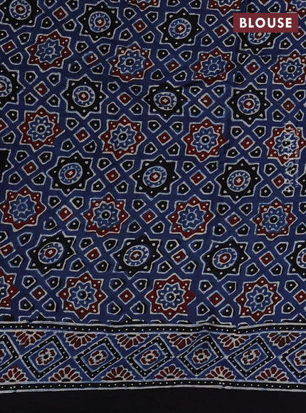 Modal silk saree peach pink and black with allover bandhani butta prints and ajrakh printed pallu & Blouse