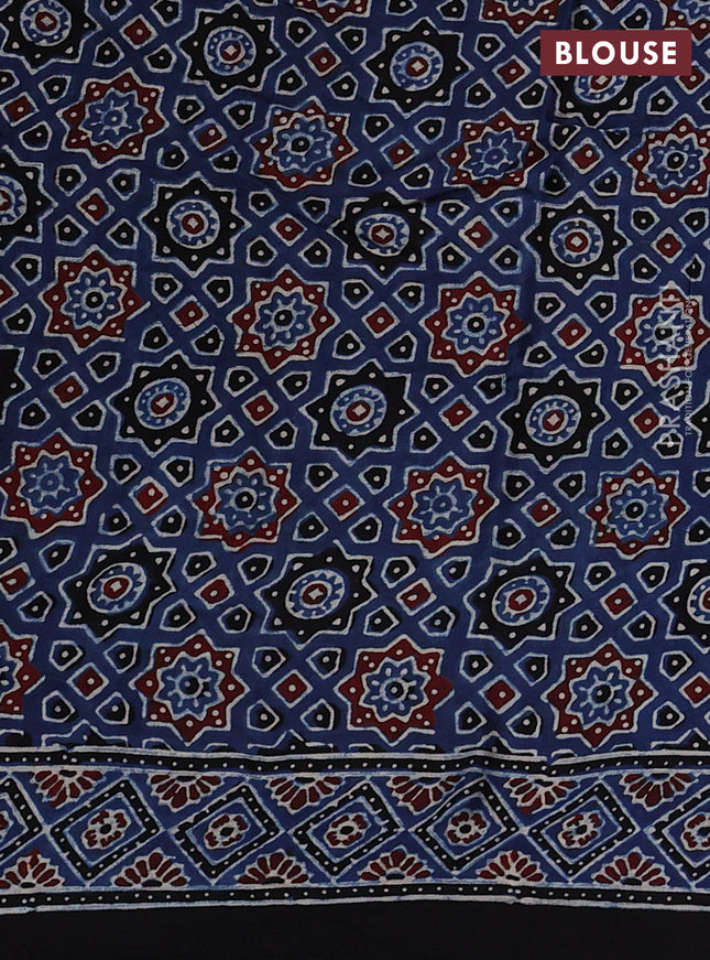 Modal silk saree peach pink and black with allover bandhani butta prints and ajrakh printed pallu & Blouse