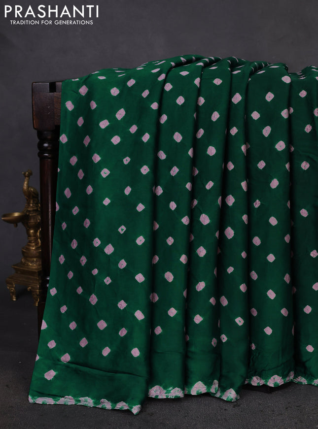 Modal silk saree green and black with allover bandhani butta prints and ajrakh printed pallu & Blouse