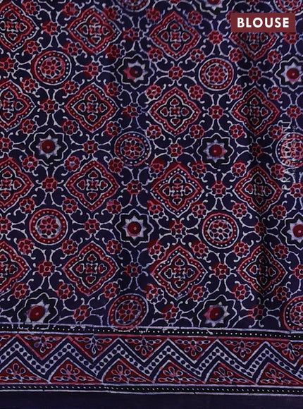 Modal silk saree purple and blue with allover bandhani butta prints and ajrakh printed pallu & Blouse