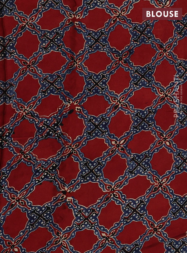 Modal silk saree pink and red with allover bandhani butta prints and ajrakh printed pallu & Blouse