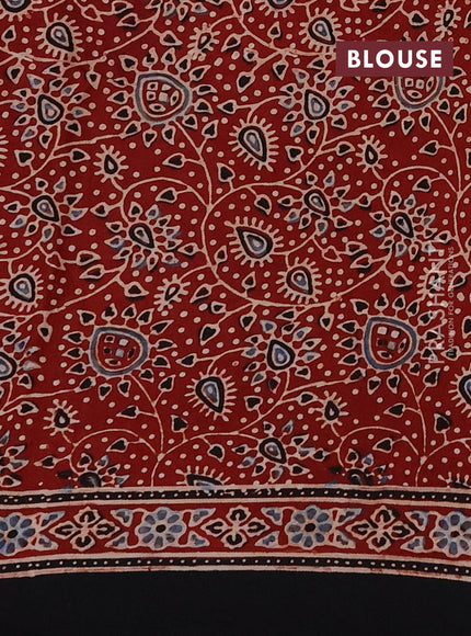 Modal silk saree deep purple and maroon with allover bandhani butta prints and ajrakh printed pallu & Blouse