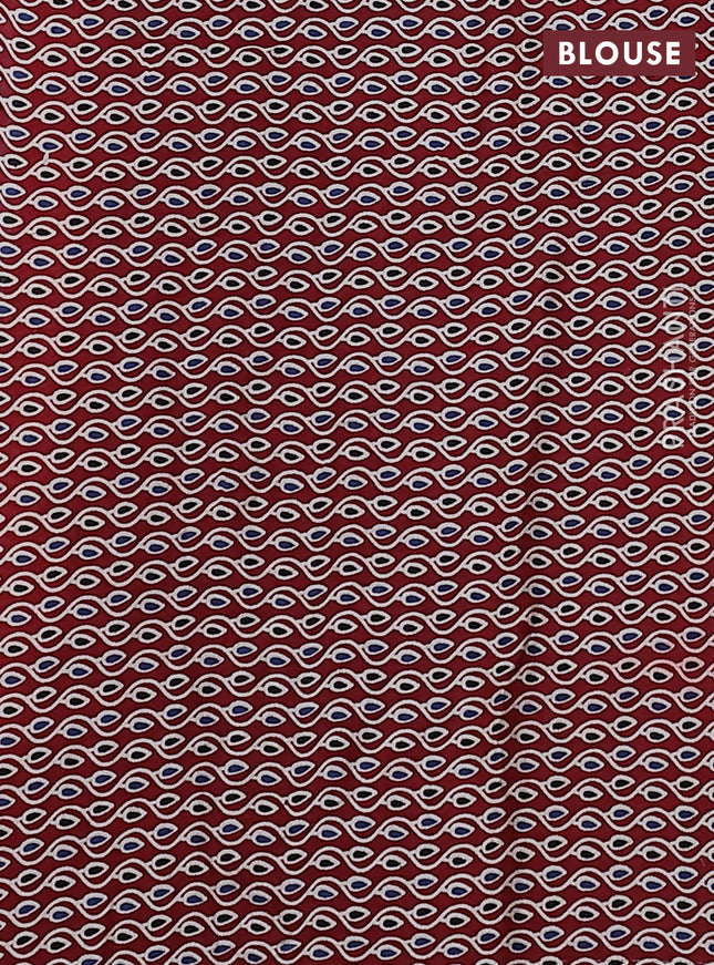 Modal silk saree pastel blue and maroon with allover bandhani butta prints and ajrakh printed pallu & Blouse