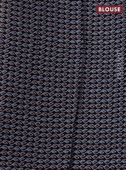 Modal silk saree pista green and black with allover bandhani butta prints and ajrakh printed pallu & Blouse