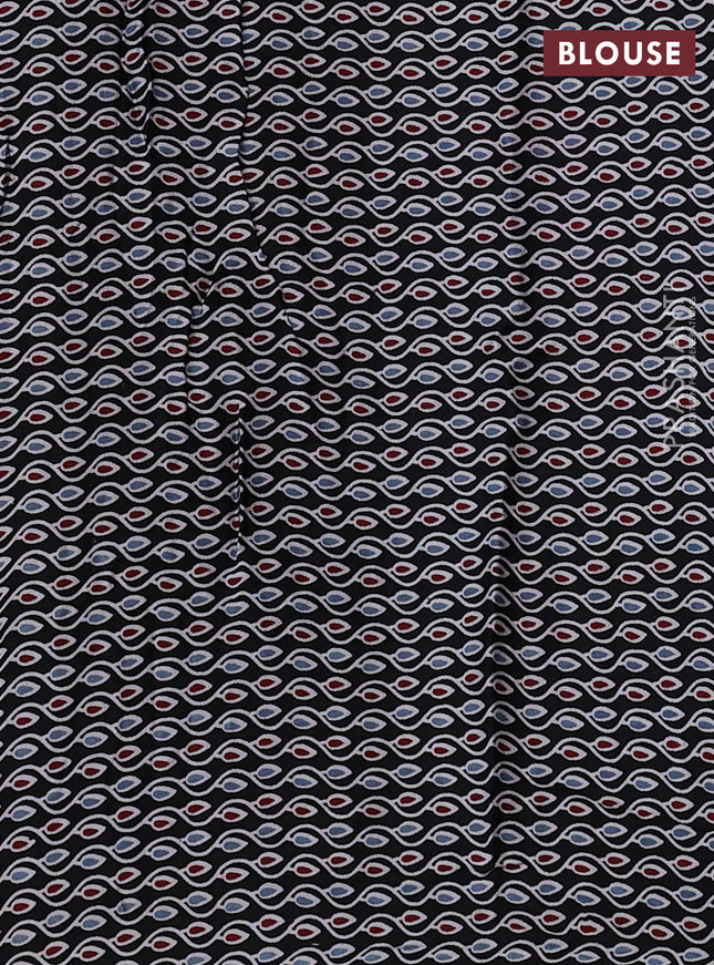 Modal silk saree sandal and black with allover bandhani butta prints and ajrakh printed pallu & Blouse