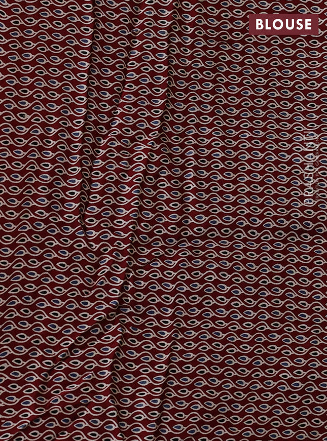 Modal silk saree lime yellow and maroon with allover bandhani butta prints and ajrakh printed pallu & Blouse