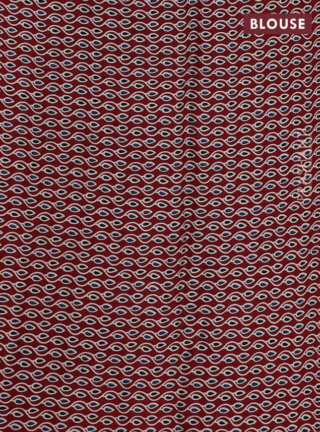 Modal silk saree peach pink and maroon with allover bandhani butta prints and ajrakh printed pallu & Blouse