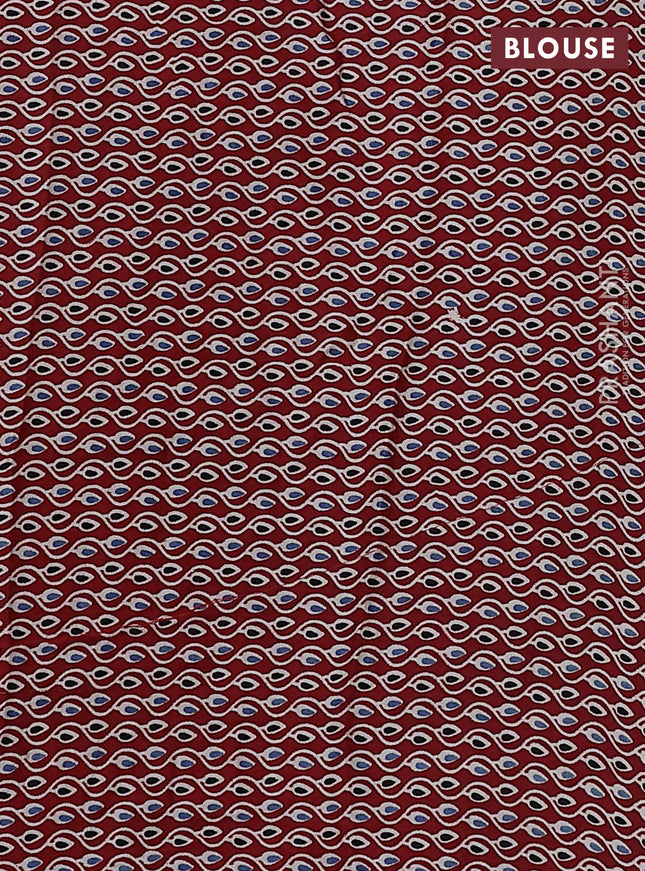 Modal silk saree pastel blue and maroon with allover bandhani butta prints and ajrakh printed pallu & Blouse