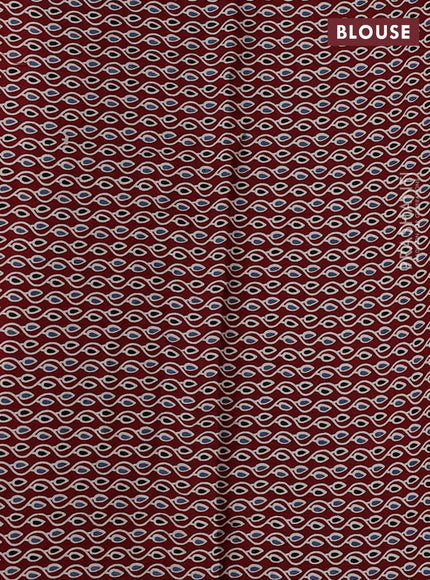 Modal silk saree peach orange and maroon with allover bandhani butta prints and ajrakh printed pallu & Blouse