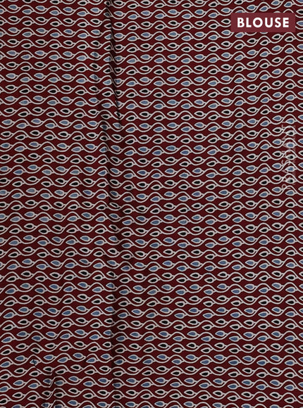 Modal silk saree pastel green and maroon with allover bandhani butta prints and ajrakh printed pallu & Blouse