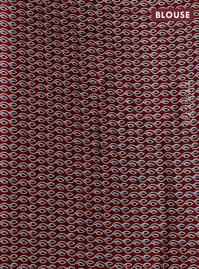 Modal silk saree pastel grey and maroon with allover bandhani butta prints and ajrakh printed pallu & Blouse