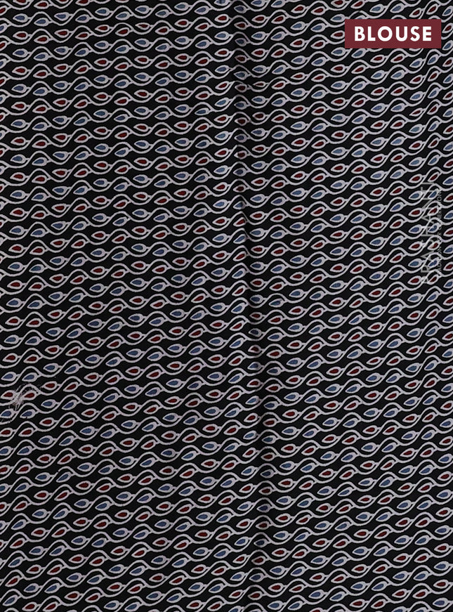 Modal silk saree yellow and black with allover bandhani butta prints and ajrakh printed pallu & Blouse