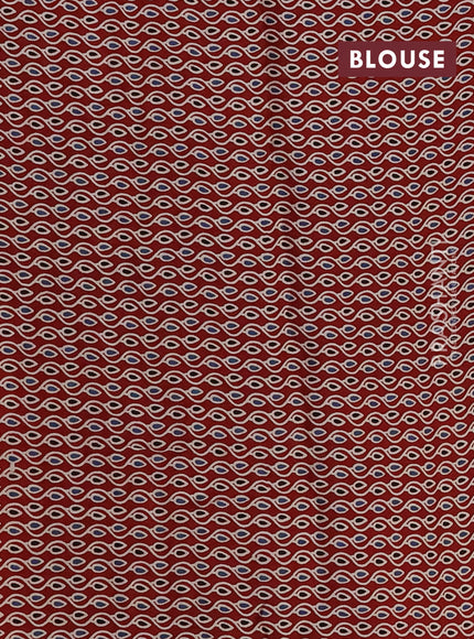 Modal silk saree sandal and maroon with allover bandhani butta prints and ajrakh printed pallu & Blouse