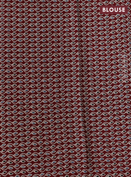 Modal silk saree pastel green and maroon with allover bandhani butta prints and ajrakh printed pallu & Blouse