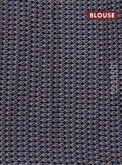 Modal silk saree sandal and peacock blue with allover bandhani butta prints and ajrakh printed pallu & Blouse