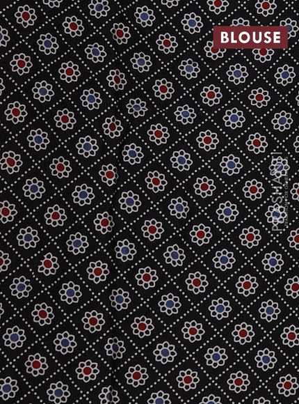 Modal silk saree peach orange and black with allover bandhani butta prints and ajrakh printed pallu & Blouse