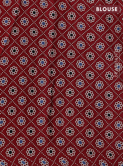 Modal silk saree peach orange and maroon with allover bandhani butta prints and ajrakh printed pallu & Blouse