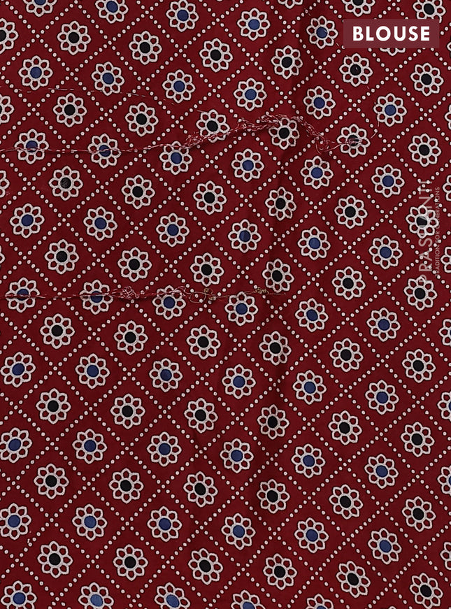 Modal silk saree lavender and maroon with allover bandhani butta prints and ajrakh printed pallu & Blouse