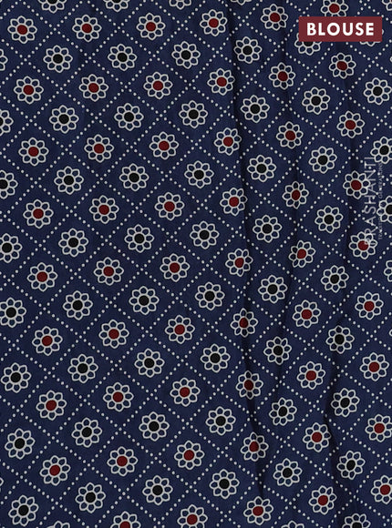 Modal silk saree grey and blue with allover bandhani butta prints and ajrakh printed pallu & Blouse