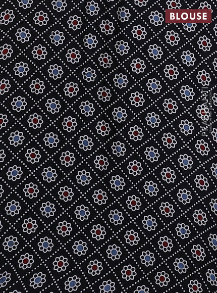 Modal silk saree lime yellow and black with allover bandhani butta prints and ajrakh printed pallu & Blouse