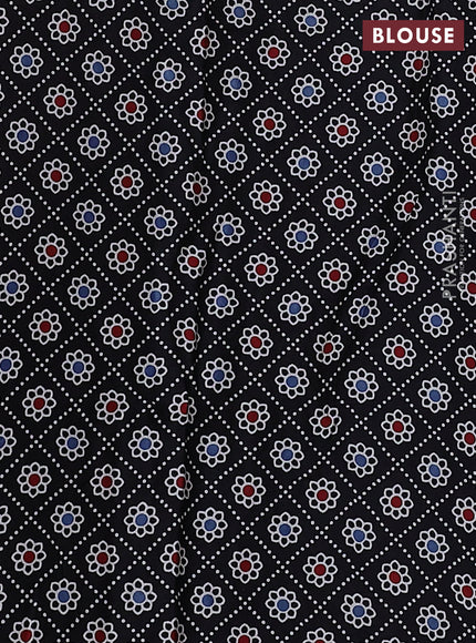 Modal silk saree peach pink and black with allover bandhani butta prints and ajrakh printed pallu & Blouse