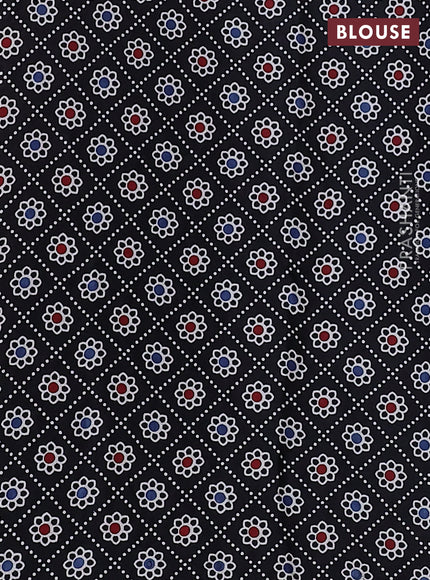 Modal silk saree peach pink and black with allover bandhani butta prints and ajrakh printed pallu & Blouse