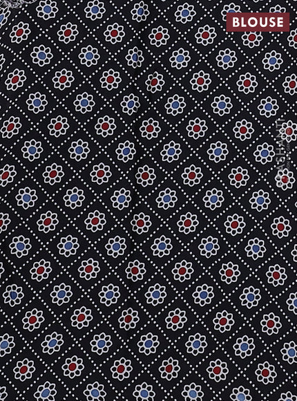 Modal silk saree pastel green and black with allover bandhani butta prints and ajrakh printed pallu & Blouse