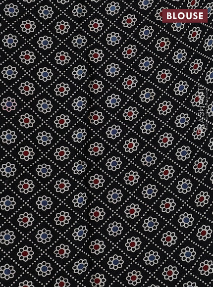 Modal silk saree peach pink and black with allover bandhani butta prints and ajrakh printed pallu & Blouse