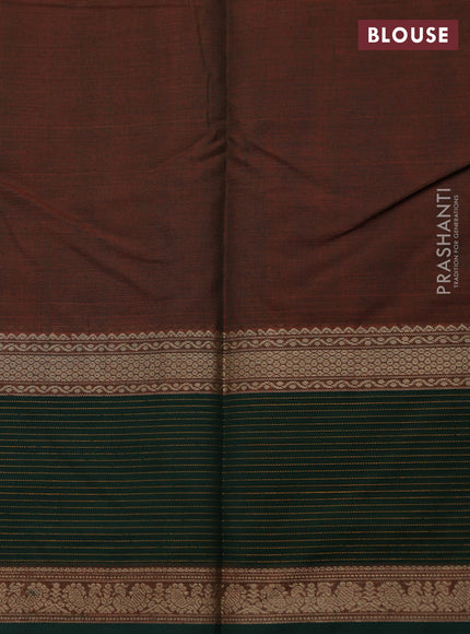 Kanchi cotton saree dual shade odf rust and green with thread woven buttas and long thread woven border