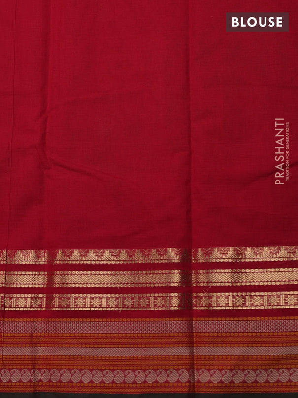 Kanchi cotton saree red and dual shade of green with zari woven buttas and thread & zari woven border