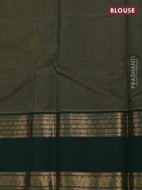 Kanchi cotton saree sap green and green with plain body and rettapet zari woven butta border