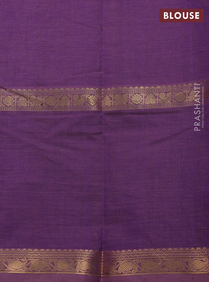 Kanchi cotton saree mild purple with allover thread checks & buttas and long rettapet zari woven border
