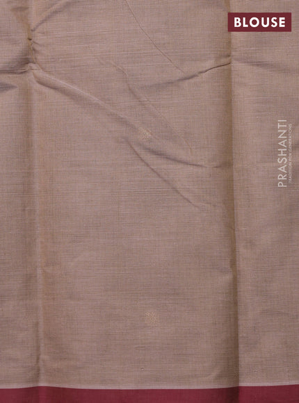 Kanchi cotton saree pastel brown and maroon with zari woven buttas and piping border