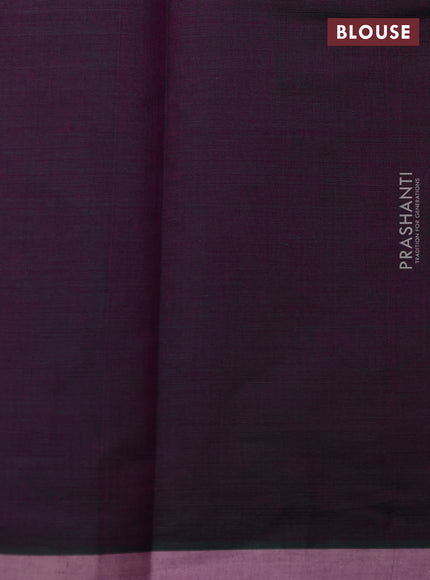 Kanchi cotton saree dual shade of greenish purple and pastel pink with zari woven buttas and piping border