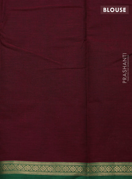 Kanchi cotton saree maroon and green with zari woven buttas and zari woven border