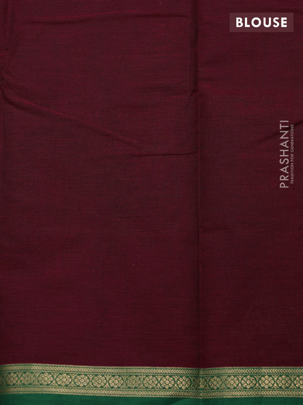 Kanchi cotton saree maroon and green with zari woven buttas and zari woven border