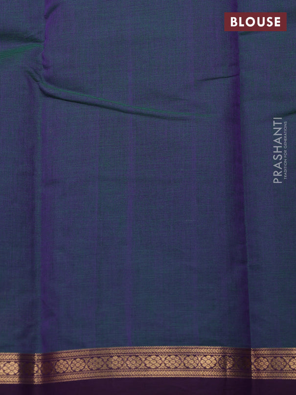 Kanchi cotton saree dual shade of greenish purple and purple with zari woven buttas and zari woven border